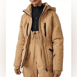 NWT FP Movement Free People All Prepped Ski Jacket Coat in Almond Brown / Tan